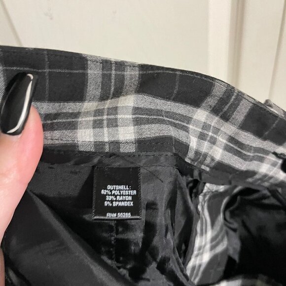 Express Womems Y2K Black Gray Plaid Mid Rise Pockets Straight Trouser Pants Sz 4 - Picture 5 of 8